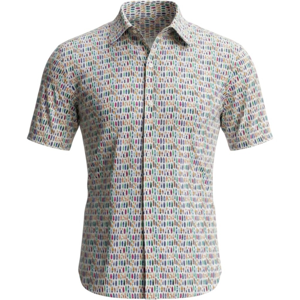 Cremieux Men's L Surfboard Print Button-Down Colorful Beach Novelty Shirt